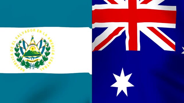 Waving national flags of El Salvador and Australia side by side