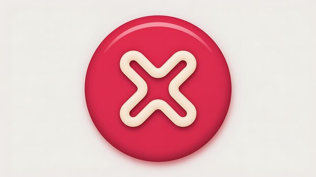 Red round button with white cross mark icon