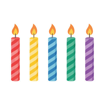 Colorful Striped Birthday Candles Set