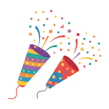 Colorful Party Poppers With Confetti