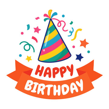 Happy Birthday Party Hat Banner