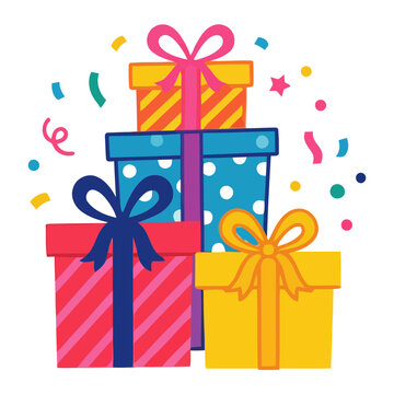 Colorful Wrapped Birthday Presents Collection