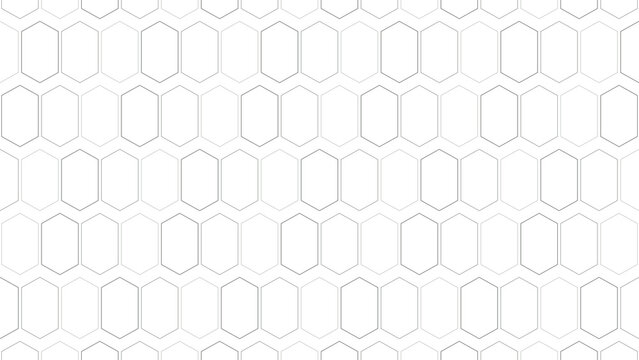 Hexagon honeycomb seamless pattern, elongated outline cells in thin grey lines, minimal line art on transparent background