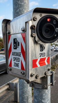 Average Speed Camera Monitoring A Busy Highway Scene