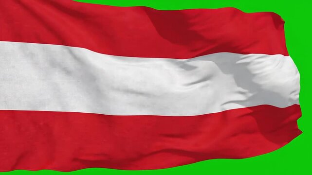 National flag of austria waving in the wind against a green screen background