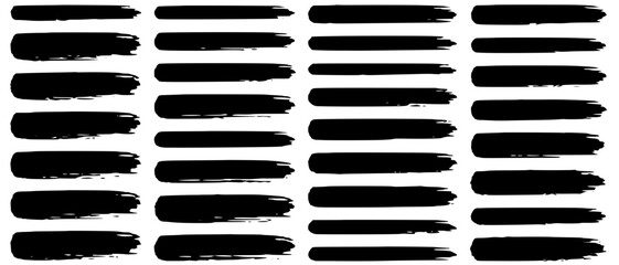 Naklejka premium Set of black grunge brush strokes and lines isolated on white background with stroke set paint strokes ink strokes brush collection graphic elements rough strokes texture elements