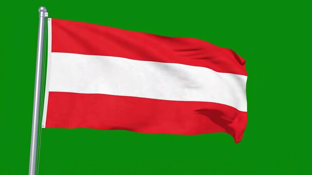 Flag of austria waving in the wind against a green screen background