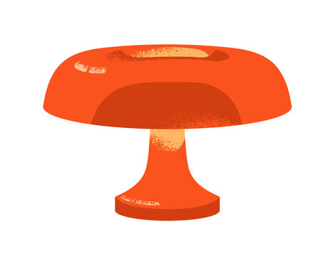 Donut mushroom lamp for bedside, table. Cozy accent night light decor in modern retro mid-century design style. Nightlight decoration. Flat vector illustration isolated on white background
