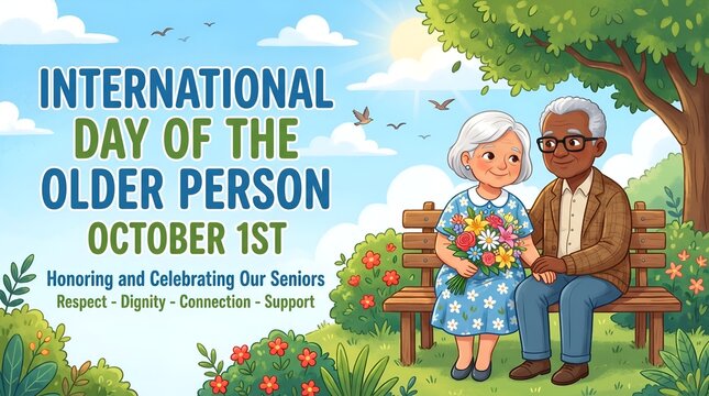 Honor International Day of the Older Person with Senior Couple on Bench