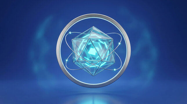 Glowing Geometric Shape Inside A Metal Ring As A Modern Technology