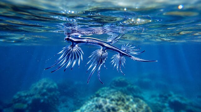 Nudibranquio drag&oacute;n azul en aguas tropicales
