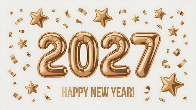 2027 gold balloon numbers happy new year