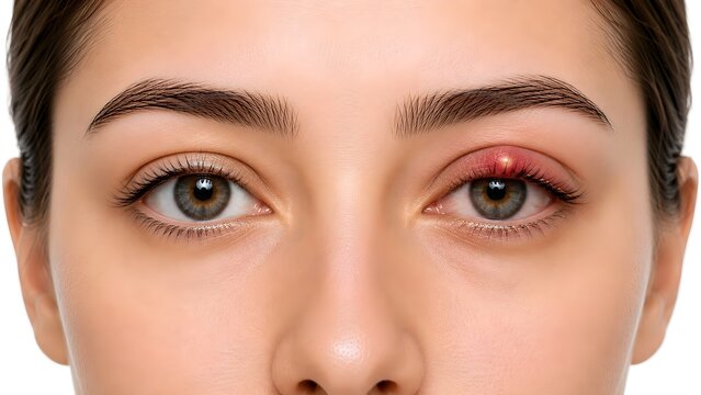 Normal Eye vs Stye, Healthy Eye and Eyelid Hordeolum Comparison