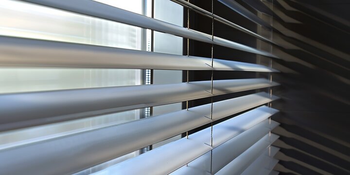 Sunlight Through Horizontal Window Blinds Creating Soft Light and Shadow Patterns