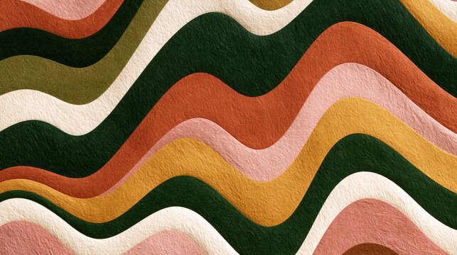 retro 70s wavy abstract pattern in earthy tones