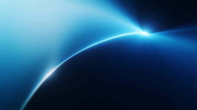 Flare arising right, blue form sharpening diagonal beam and forming arc in gradient, creating shift