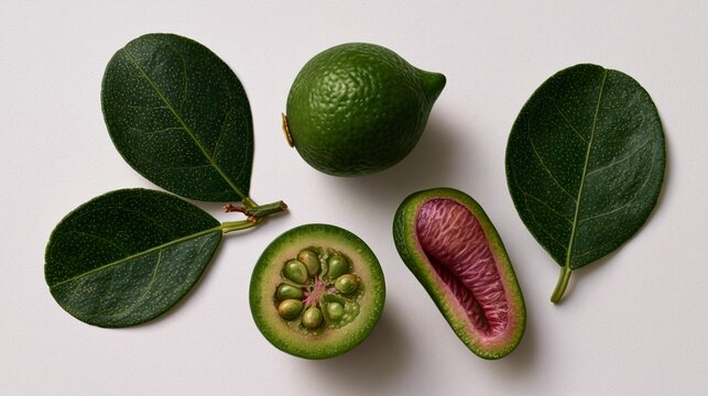 botanical illustration of finger lime fruit and foliage