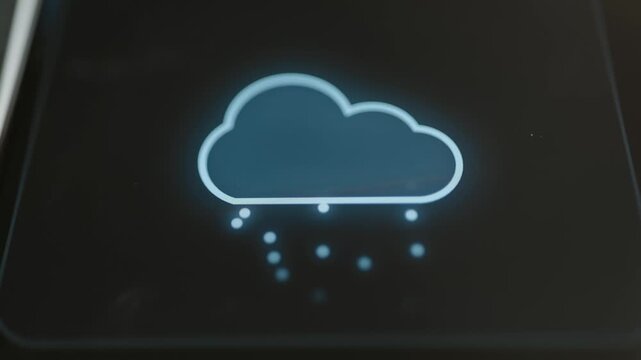 Cloud precipitation icon animates on digital control tile
