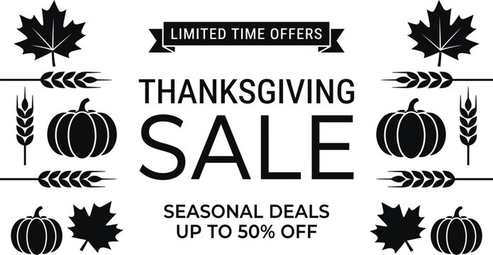 Celebrate canadian thanksgiving with stunning vector graphics festive pumpkins maple leaves wheat and limited time sale promotions for a bountiful autumn season