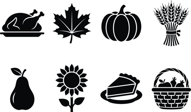 A delightful vector illustration showcasing traditional canadian thanksgiving elements including a roasted turkey vibrant maple leaves pumpkins wheat sheaves and a harvest basket