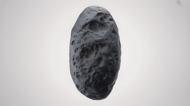Dark rocky asteroid floating in deep space