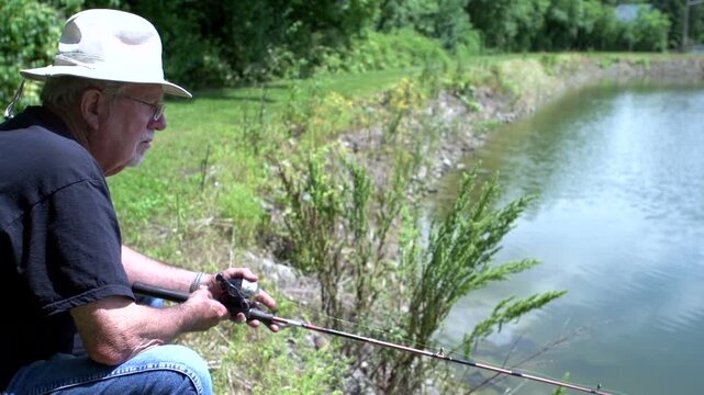 Man thinks he has a bite on fishing line
