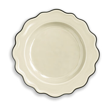 Elegant Ivory Round Plate With Decorative Scalloped Edge For Restaurant Food Menu Dinner