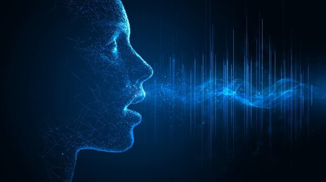 Voice Scan Authentication and Speech Recognition Concept Featuring AI Voice Generation, Communication, and Sound Technology Icons.