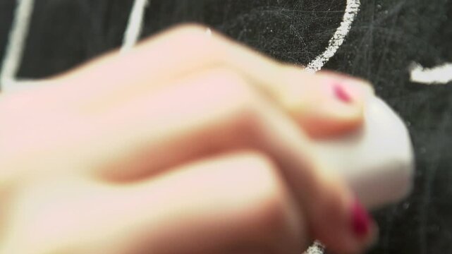 Kid doing math on chalk board macro
