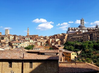 Naklejka premium Picturesque Siena Cityscape Terracotta Rooftops Duomo