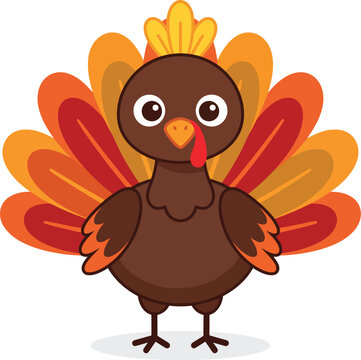 Charming canadian thanksgiving turkey vector illustration a delightful and festive image perfect for autumn celebrations greeting cards and seasonal designs showcasing gratitude and