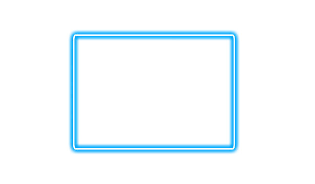 Blue neon glowing frame isolated on transparent background