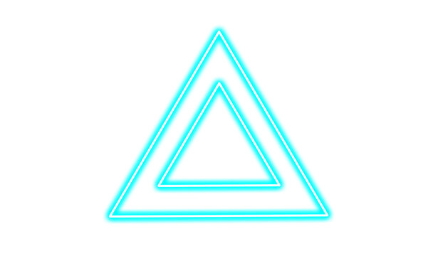 Neon blue triangle shape isolated on transparent background