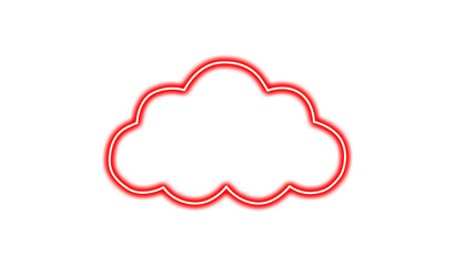 Fototapeta premium Red neon cloud outline isolated isolated on transparent background