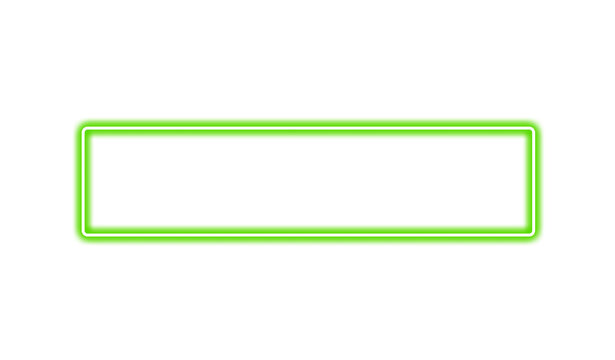 Green neon rectangle frame isolated on transparent background