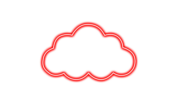 Red neon cloud outline isolated isolated on transparent background