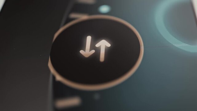 Bidirectional transfer arrows glow inside a control ring