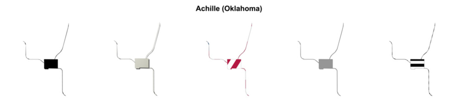 Achille (Oklahoma) blank outline map set