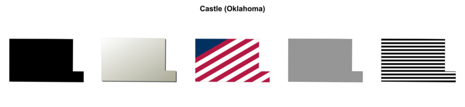 Castle (Oklahoma) blank outline map set