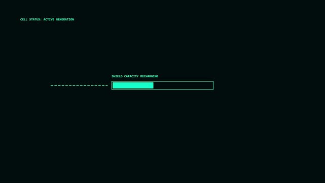 Futuristic shield capacity recharging progress bar hud interface animation 4k sci-fi