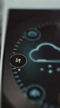 Cloud transfer control glows with bidirectional arrows