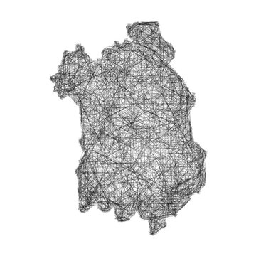 Black and white sketch Fejer (Hungary) outline map design