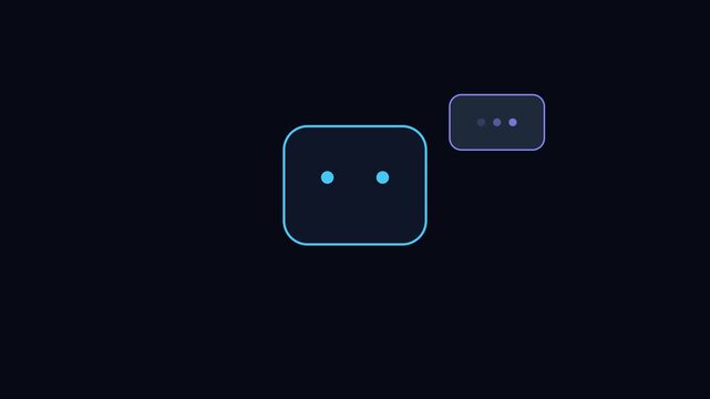Minimalist ai chatbot interface with animated typing indicator for digital communication and customer support technology concepts animation 4k