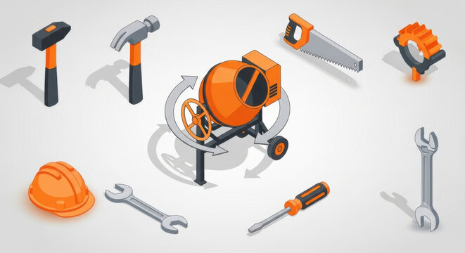 Construction Tools And Equipment Isometric Vector Collection