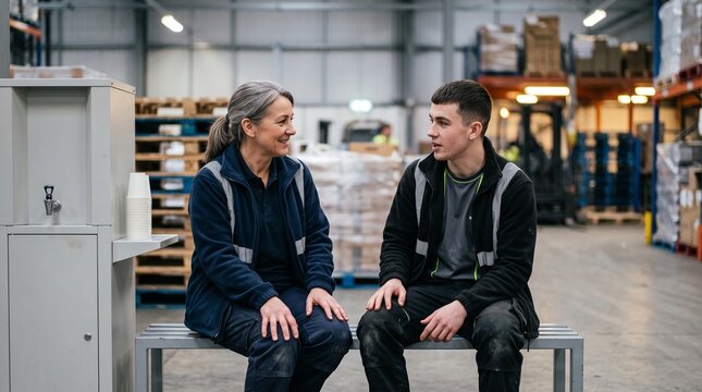 Experienced warehouse colleague listens during a support conversation