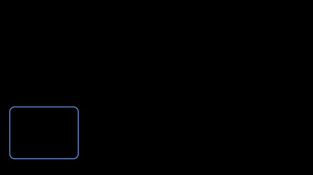 Minimalist neon glowing rounded rectangle frame pulsing on animation 4k black background