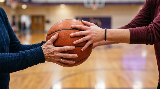 Generations share a basketball at community night
