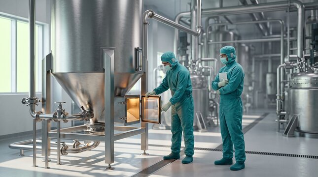 Cleanroom team oversee antibiotic granule transfer