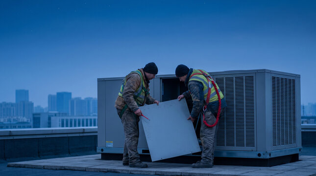 Cooling team completes rooftop efficiency inspection
