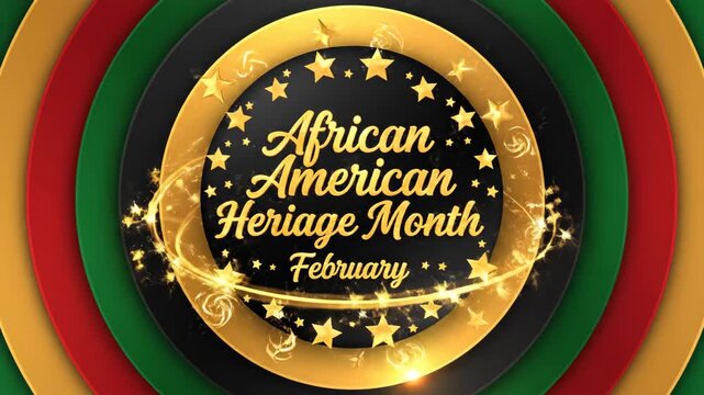 Golden 'Afr Ame' text in concentric Pan-African colored rings